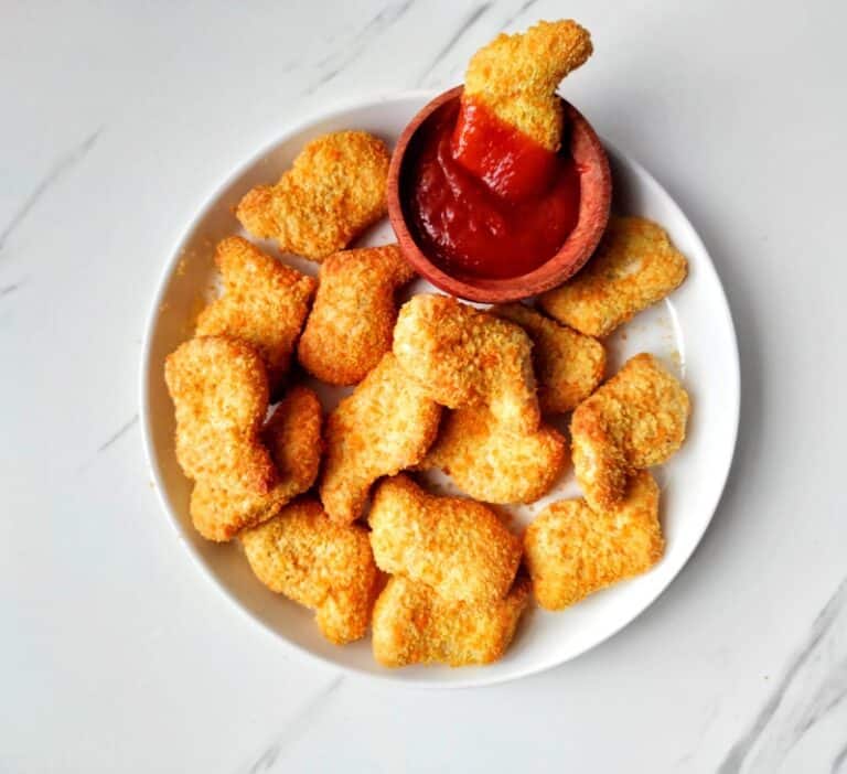 air fried chicken nuggets with ketchup