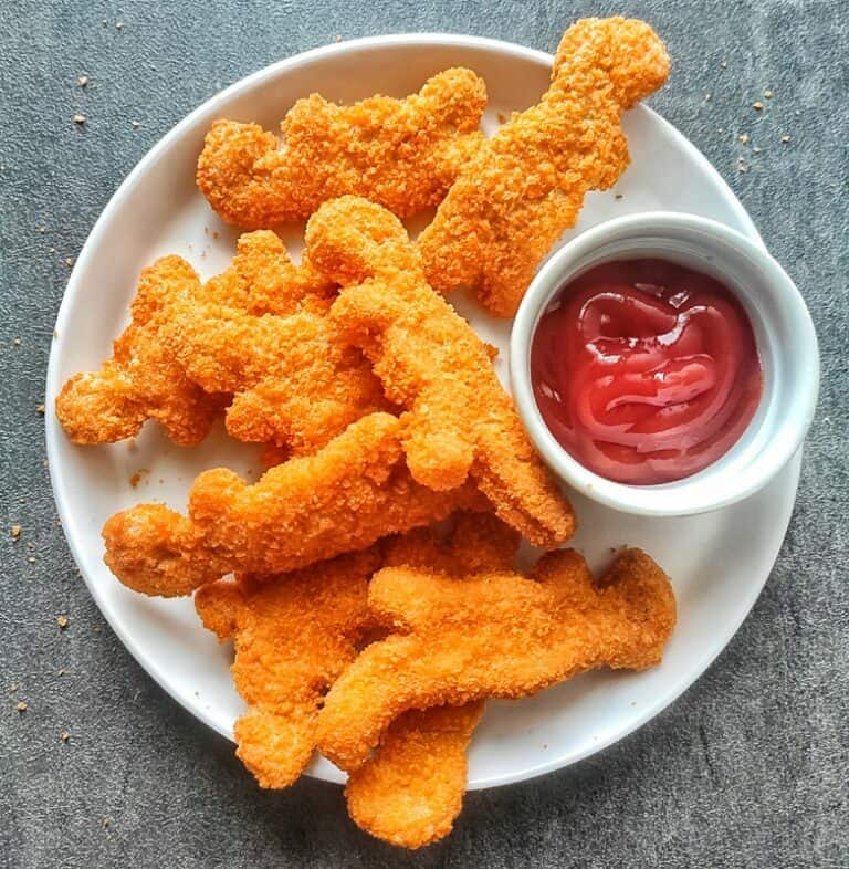 served air fried chicken dino nuggets